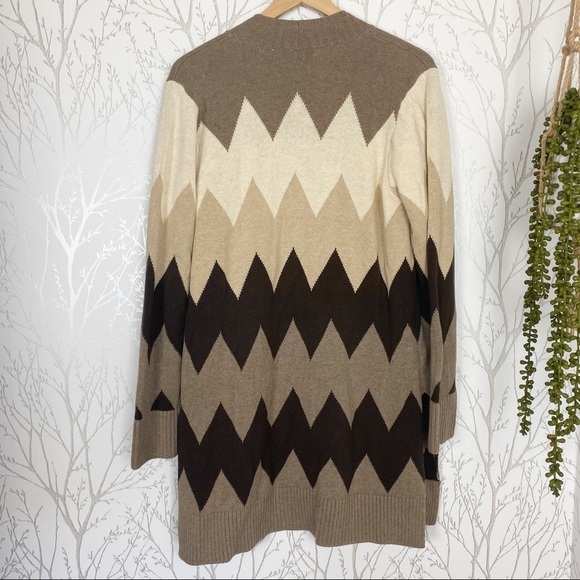 EIGHT EIGHT EIGHT Long Sleeve Cotton Open Front Chevron Cardigan NWT Large - Picture 4 of 10